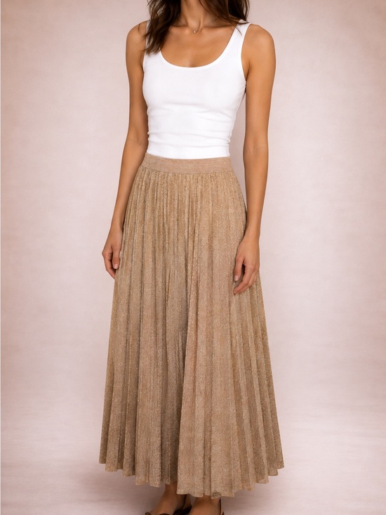 Zimmermann Dresses & Skirts - Zimmermann Shimmer Pleated Maxi Skirt in Champagne Gold